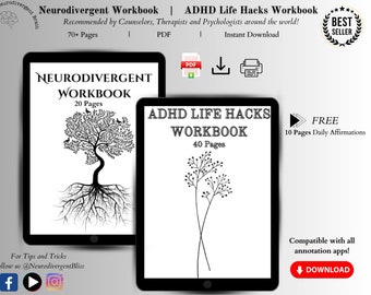 Digital ADHD Workbook for Adults PDF | ultimate adhd Life Planner | adhd Therapy Planner | ADHD Help for Adults | adhd tools and resources