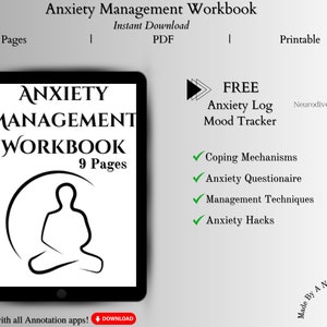 Digital Anxiety Journal | Anxiety Relief Worksheets | Anxiety Journal PDF | Anxiety Journal for Adults | Therapy Journal | Therapy Tools