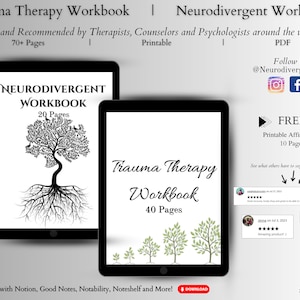 Digital Neurodivergent Printable Planner | Trauma Therapy Digital | Trauma Worksheets | Trauma Removal | Trauma Focused CBT | Shadow Work