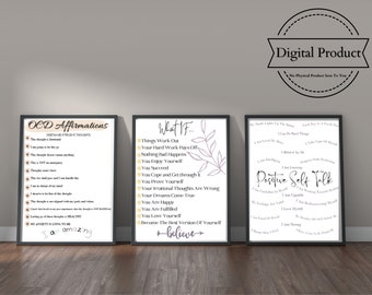 OCD Affirmationen Poster: Psychische Gesundheit Kunst, Therapie Büro Dekor (PDF) | Zwangsneurose
