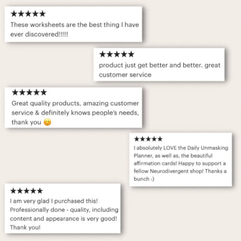 5 star reviews from happy customers.