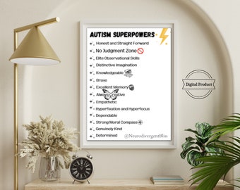 Autism Superpowers Poster: Therapy Office Decor (Digital Download)
