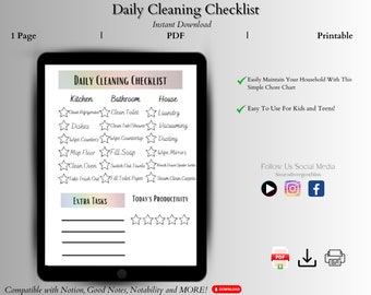 Lista de verificación de limpieza diaria: Tabla de tareas imprimible (PDF)