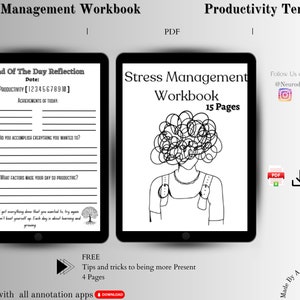 Digital Stress Management Planner | Stress Management Coping Skills | Productivity Techniques | Stress Management for teens | Stress Free