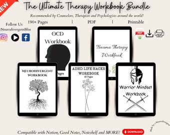 Mental Health Journal Digital Templates | Trauma Therapy Ebook | Warrior Mindset | ADHD Life Hacks Planner | Neurodivergent Workbook