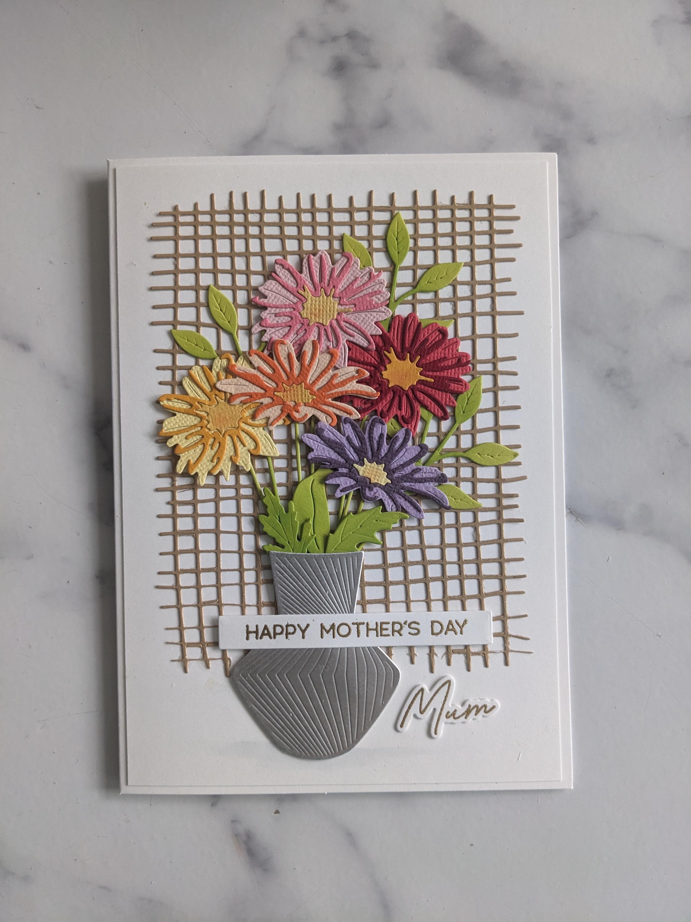 Handmade Floral Mother's Day Card: Embossed Flower Vase Design - Etsy