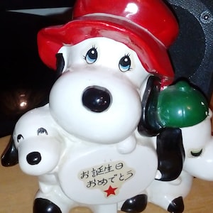 Vintage ceramica Snoopy cane salvadanaio moneta banca salvadanaio Giappone retrò kitsch showa era da collezione nostalgico Snoopy giocattolo figurine ceramica
