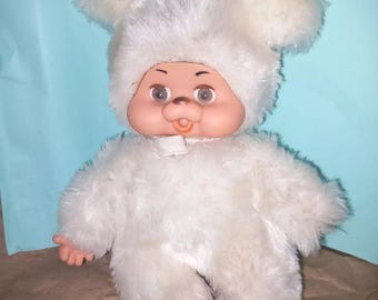 Muñeco de goma vintage, peluche de oso, animal, cara de goma, estilo Rushton Gund, lindo, kawaii, retro, vinilo, kitsch, juguete antiguo coleccionable