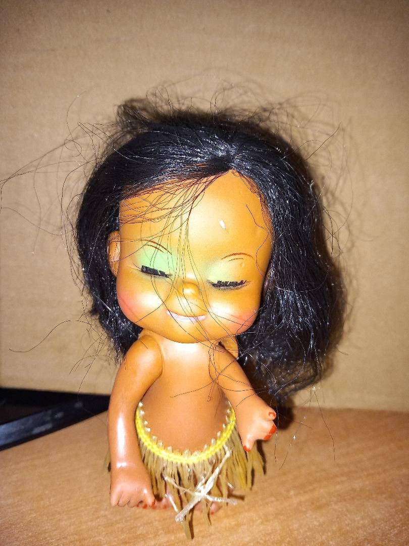 Vintage Rubber Doll Hula Hawaiian Doll Cute Sun Bunny Moody