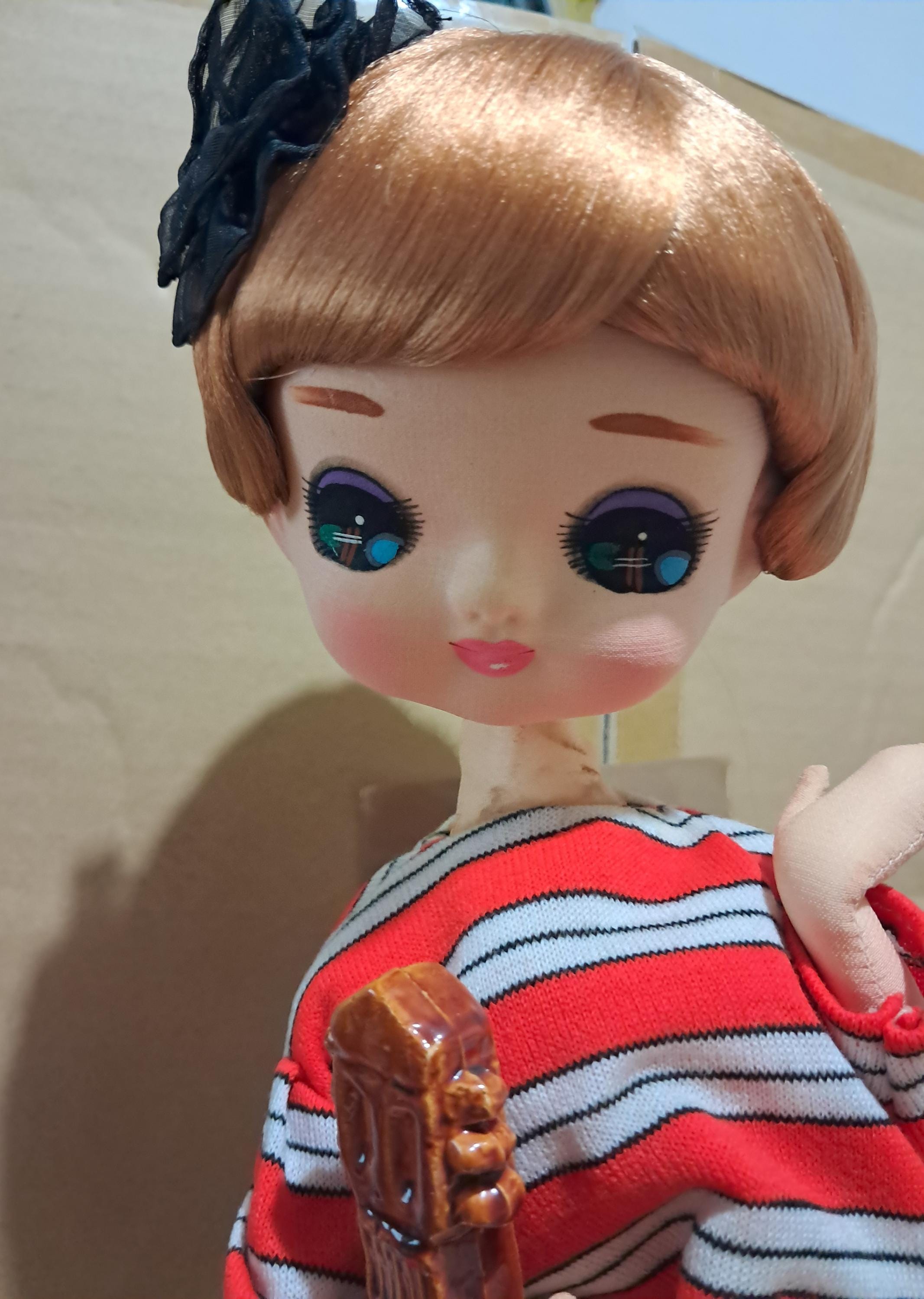 Vintage 60's Pose Cloth Doll Stockinette Big Eyes Bradley Style 42