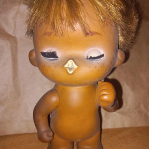 Vintage Rubber Doll IKB BIG SIZE Sekiguchi Cute Sun Bunny kissing doll tan  Retro Sassy Kewpie 70&#39;s Vinyl old toys made in Japan rare