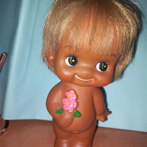 Vintage Rubber Doll Kewpie Sekiguchi Japan Sassy Moody Cutie Cheeky Retro Sun Bunny 70&#39;s 60&#39;s Vinyl old toys Big Eyes Kawaii Cute Kitsch