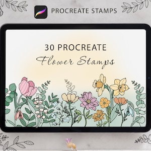 30 Procreate Flower Stamps/Botanical Stamps/Hand Drawn Floral Stamps/Procreate Flower Brushes/Commercial Use/Tattoo Stamps