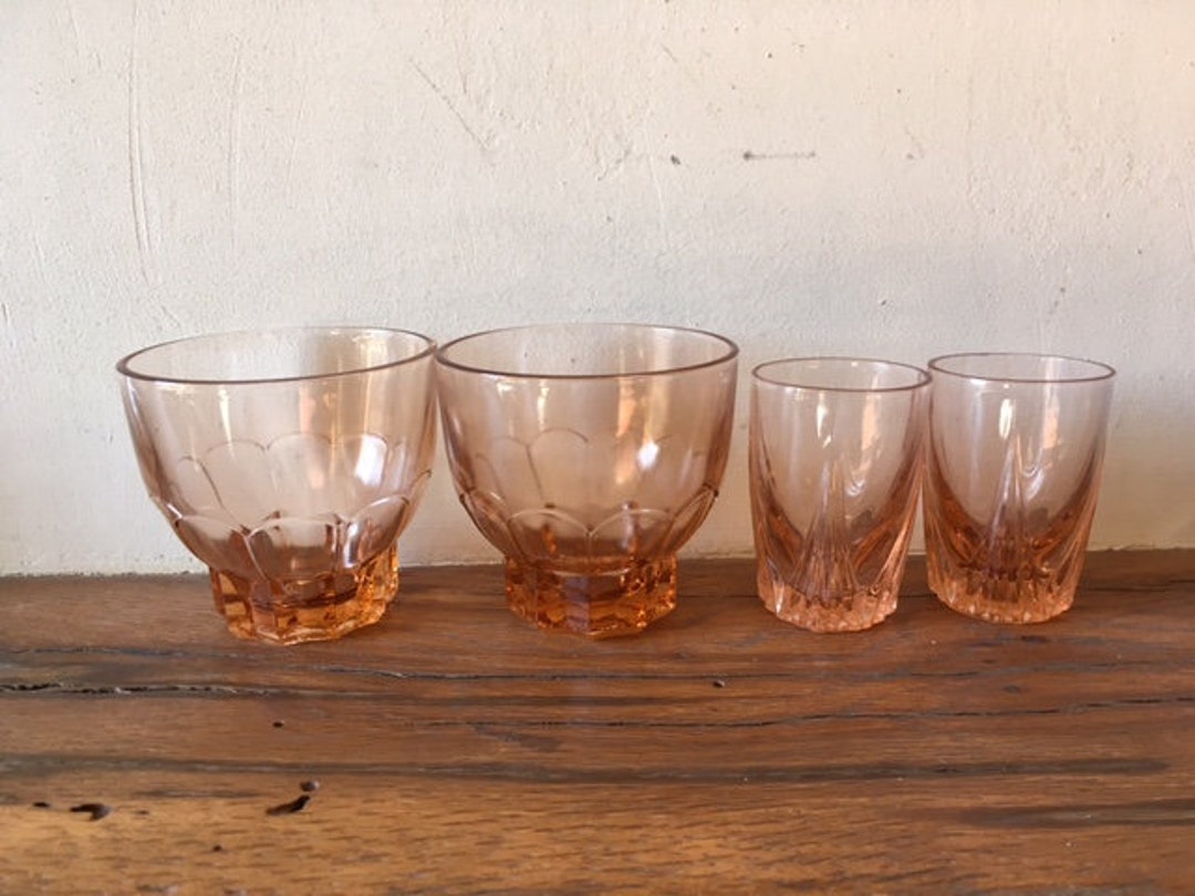 4 Blush Pink Shot Glasses Vintage Pink Shot Glasses Set of Etsy