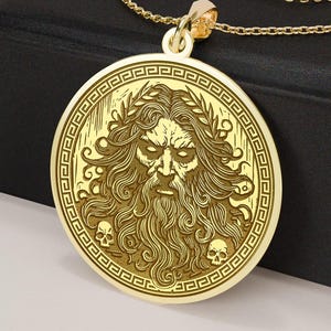 14K Gold Hades Pendant | Greek God of Underworld Necklace | Mythology Talisman | Dark Pagan Amulet | 925k Sterling Silver Option