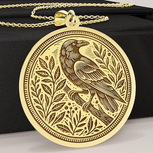14K Gold Raven Necklace –  Mystical Bird Amulet Pendant – Symbol of Wisdom, Transformation & Inner Magic  –  Silver Raven Pendant
