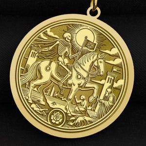 Collana dei Tarocchi della Morte in oro 14 carati / Ciondolo della Trasformazione / Gioielli degli Arcani Maggiori / Amuleto della Rinascita e del Cambiamento