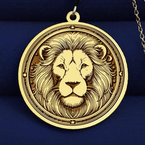 14K Gold Lion Pendant Necklace | Engraved Animal Design | Silver Option