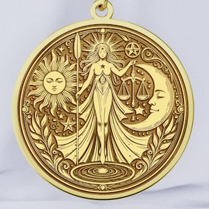 14k Gold Hohepriesterin Tarot Halskette - Major Arcana Anhänger, spiritueller Schmuck, Intuition Amulett, Tarotkarte Geschenk für Frauen & Männer