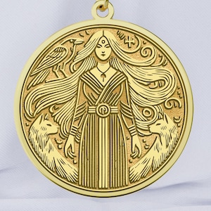14K Gold Freya Medallion Necklace, Norse Goddess of Love Pendant, 925K Silver Option, Viking Pagan Spiritual Jewelry