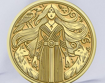 14K Gold Freya Medallion Necklace: Norse Goddess Pendant, Viking Jewelry
