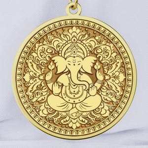 14K Gold Ganesha Pendant: Hindu God Amulet, Remover of Obstacles