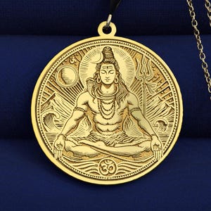 14K Gold Shiva Medallion Necklace - Hindu Lord Shiva Pendant for Spiritual Awakening - 925K Silver Option, Yoga & Meditation Jewelry Gift
