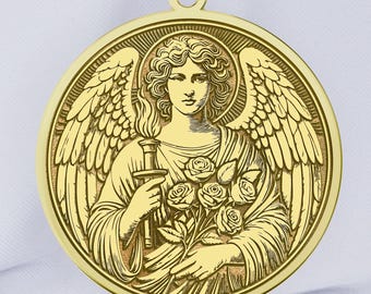 Collar con colgante del Arcángel Jofiel en oro de 14 quilates – Ángel de la Belleza