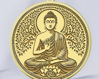 14K Gold Buddha Medallion Necklace, Enlightenment & Mindfulness Pendant, 925K Silver Option, Spiritual Zen Jewelry