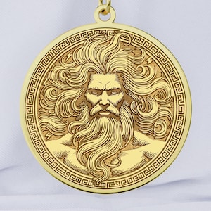 Pingente Zeus em ouro 14K | Colar com o Deus Grego do Trovão | Amuleto do Rei Olímpico | Talismã da Mitologia Antiga | Opção em prata esterlina 925K