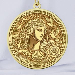 14K Gold Aphrodite Anhänger | Halskette mit griechischer Göttin der Liebe | Venus Schönheit Amulett | Göttlich weiblicher Talisman | Gold & Silber Schmuck