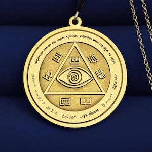 14K Gold Abraxas Eye Pendant Necklace | Protection & Money Talisman Design