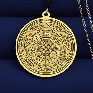 14K Gold Archangel Sigil Necklace – Divine Protection Amulet Pendant – 925K Silver Option, Angelic Talisman & Spiritual Jewelry