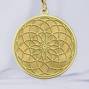 14K Gold Torus Medallion Necklace, Lotus of Life Sacred Geometry Pendant, 925K Silver Option Spiritual Balance Jewelry