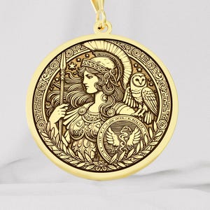 14k gold greek goddess of wisdom athena pendant