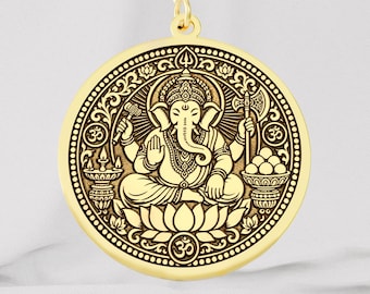 Naszyjnik Ganesha, wisiorek z bogiem słonia, biżuteria Om, prezent do medytacji