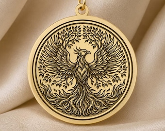 Phoenix Tree of Life Necklace, Rebirth Pendant, Spiritual Jewelry, Gold and Silver Options