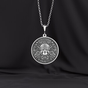 Memento Mori Necklace, Amor Fati Skull Pendant, Stoic Philosophy Medallion image 8