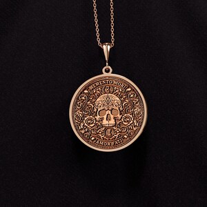 Memento Mori Necklace, Amor Fati Skull Pendant, Stoic Philosophy Medallion image 10