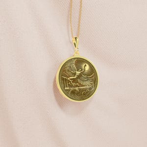 14K Gold Icarus Pendant, Greek Mythology Necklace