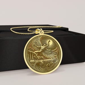 14K Gold Icarus Pendant, Greek Mythology Necklace