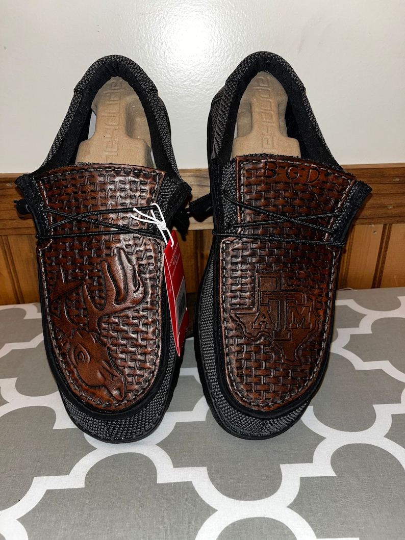 Tooled Leather Hey Dude Shoes Etsy