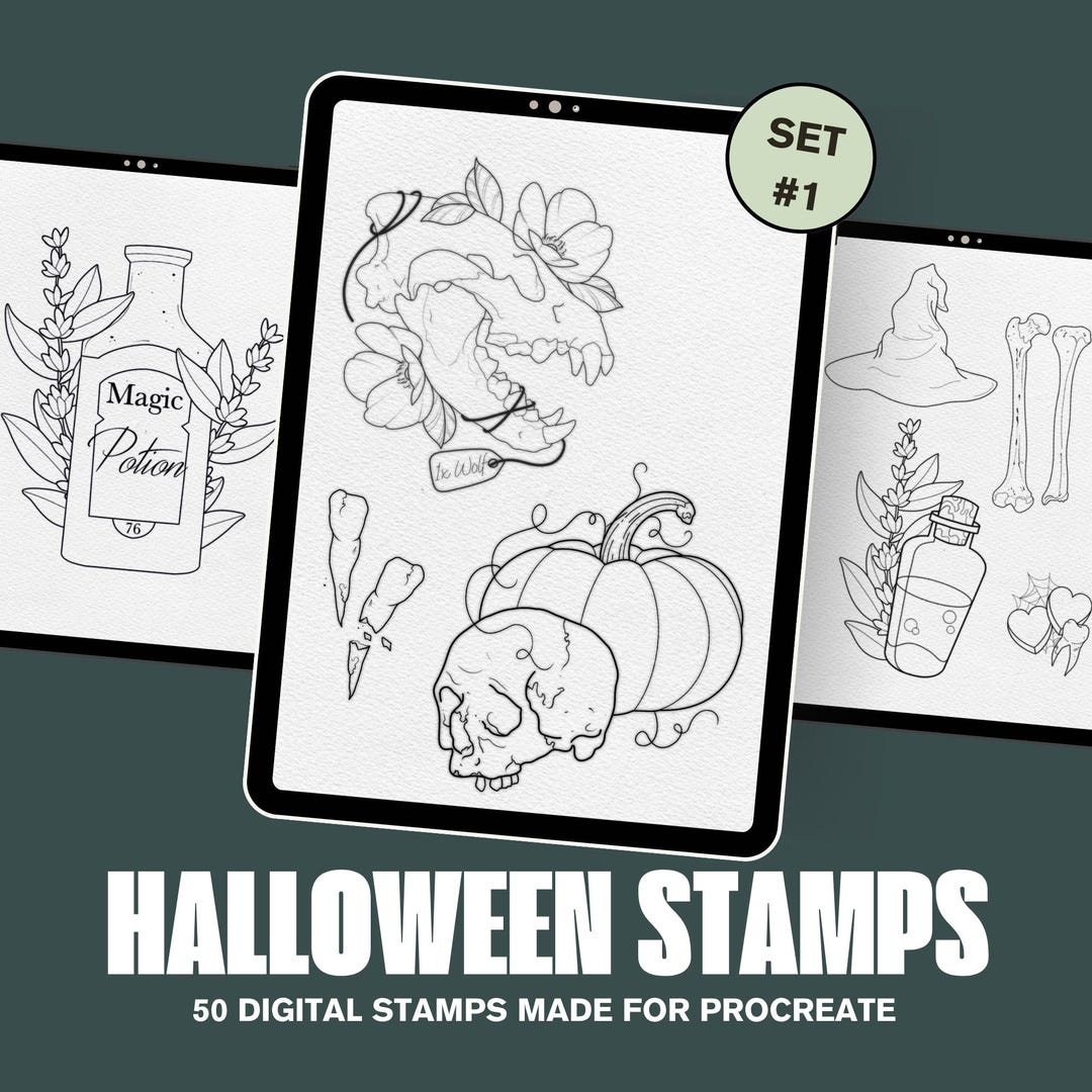 Halloween Stamps for Procreate - Etsy