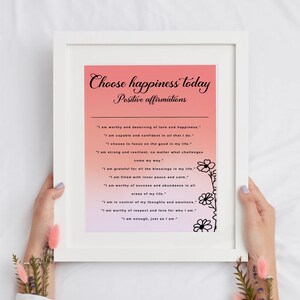 Positive affirmation print - choose happiness