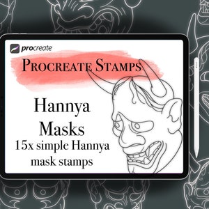 Hannya mask stamps for procreate