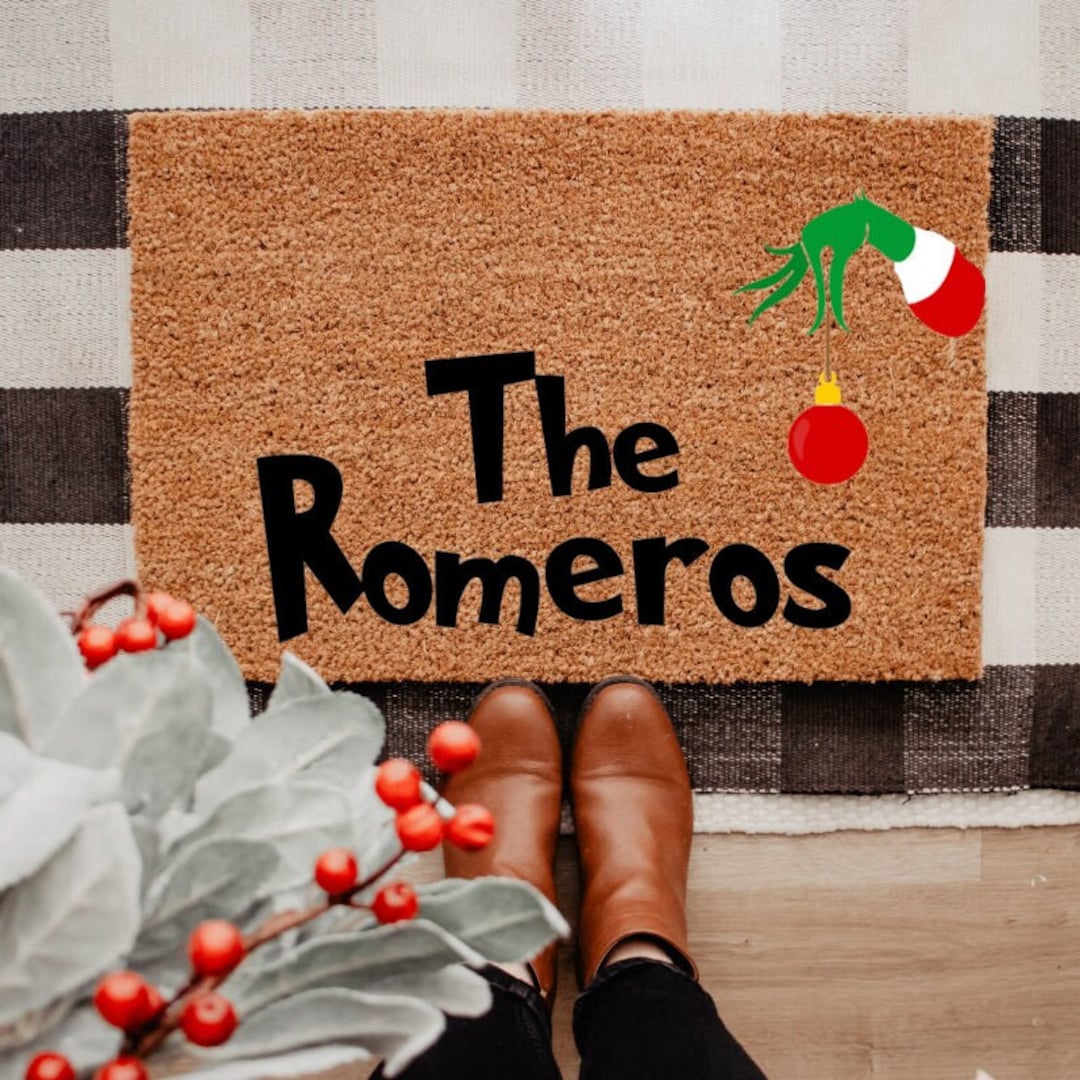 Grinch Personalized Doormat Christmas Doormat Winter Etsy