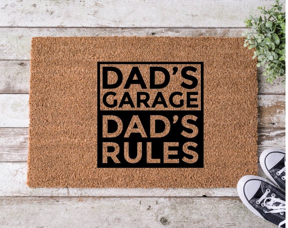 Dad's Garage Dad's Rules Doormat, Father's Day Gift, Doormat, Welcome Mat,  Home Decor, Summer Doormat, Garage Doormat 