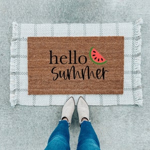 Hello Summer Doormat, Housewarming Gift, Birthday Gift, Welcome Mat, Summer Doormat, Home Decor, Summer Vibes, Watermelon Doormat