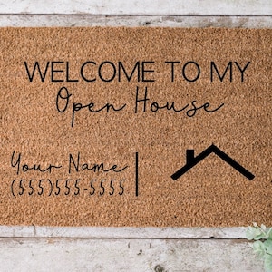 Realtor Open House Doormat, Realtor Doormat, Custom Doormat, Welcome Mat, Home Decor, Open House Custom Doormat