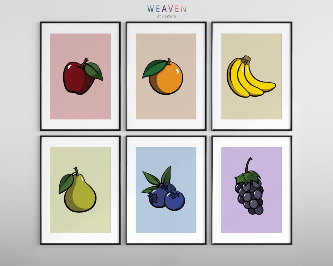 Fruit Art for Kitchen Fruit Art Print Fruit Art Set of 6 Etsy